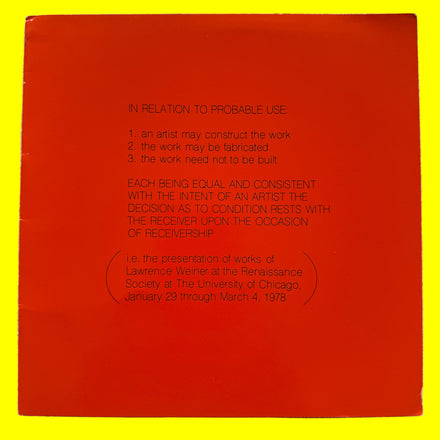 In Relation to Probable Use - Lawrence Weiner