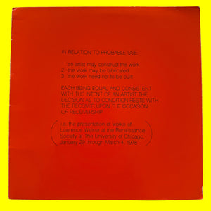 In Relation to Probable Use - Lawrence Weiner