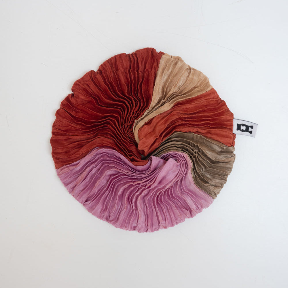 Azur Plissé Satin Silk Scrunchie